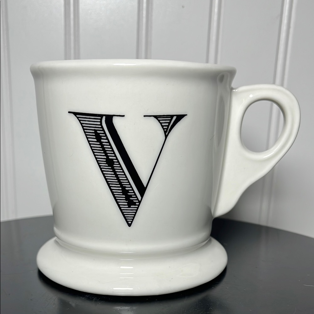 Anthropologie Monogram Letter V White and Black Coffee/Tea Mug